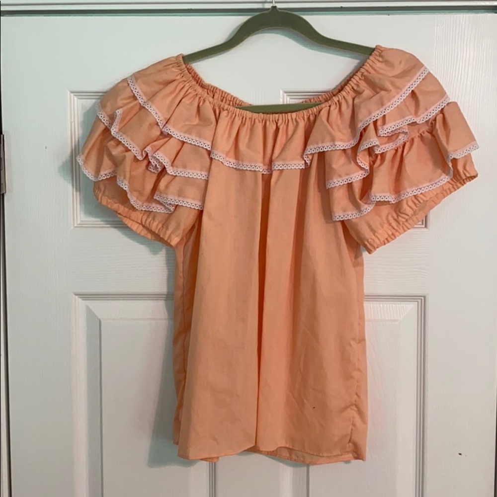 Vintage off shoulder ruffled top
